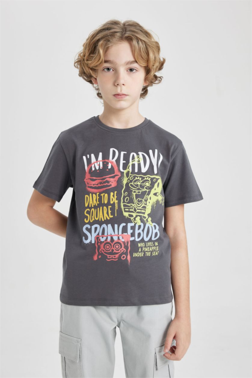 BOYS & TEENS Anthracite Boy SpongeBob Crew Neck Short Sleeve T-Shirt