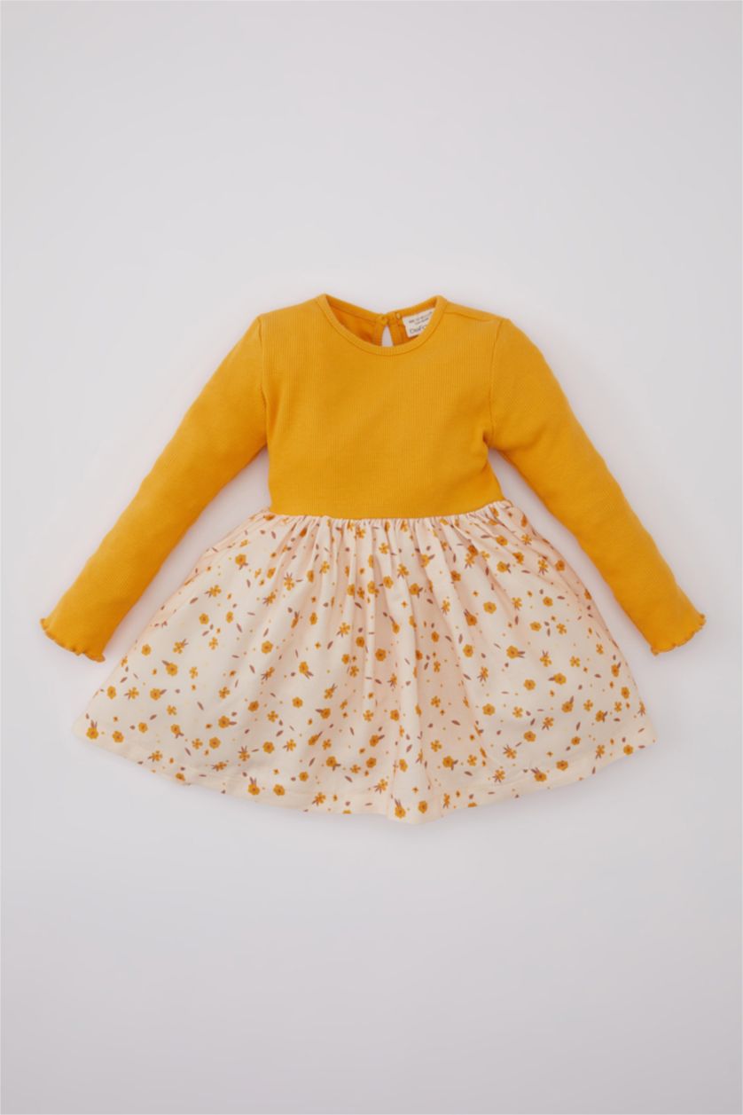 BABY GIRL Yellow Baby Girl Ribbed Camisole Floral Dress