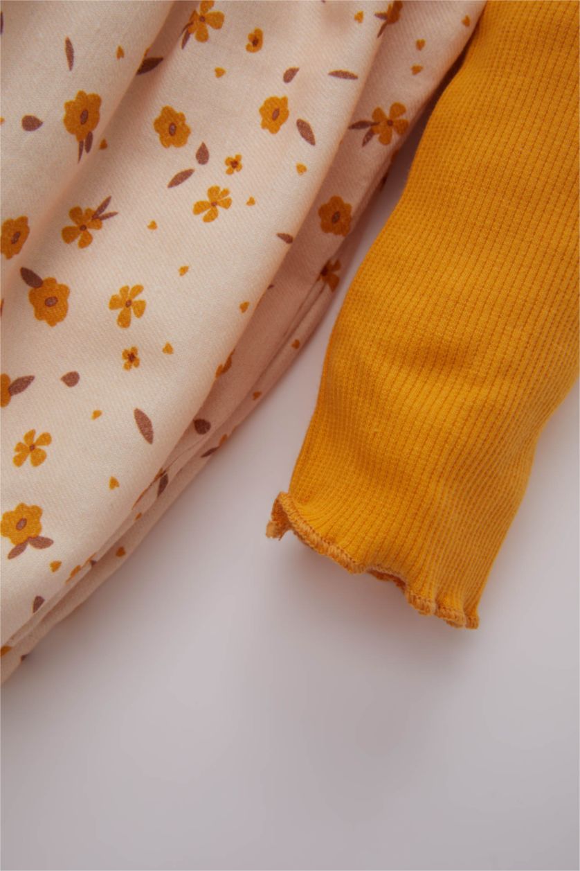 BABY GIRL Yellow Baby Girl Ribbed Camisole Floral Dress
