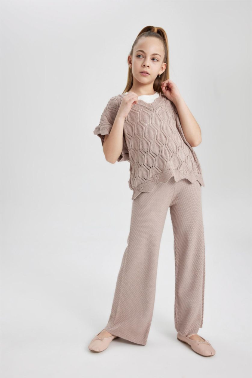 FILLES Beige Pantalon Cargo Parachute en Coton pour Fille