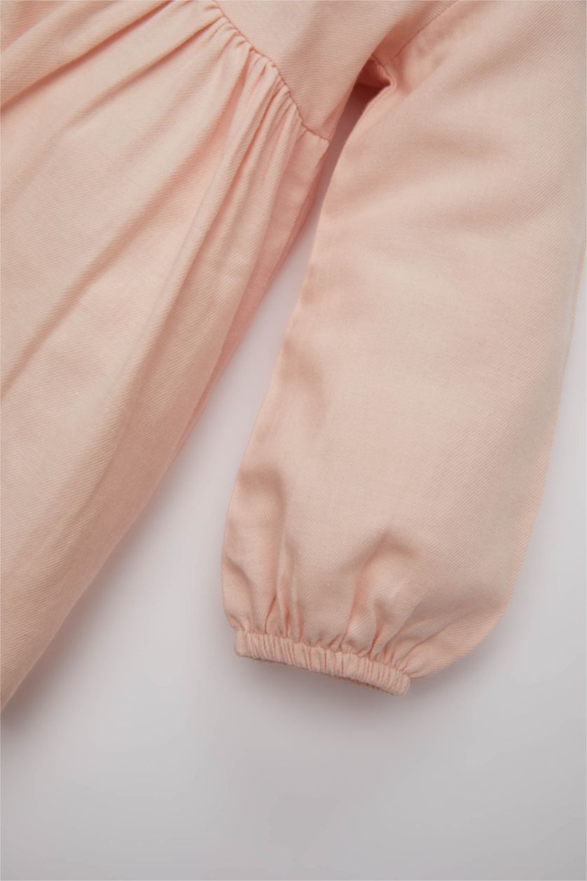 BÉBÉ FILLE Rose Clair Robe Twill à Fleurs à Manches Longues pour Bébé Fille