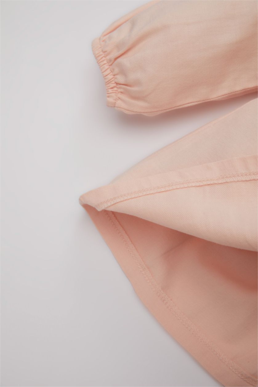 BÉBÉ FILLE Rose Clair Robe Twill à Fleurs à Manches Longues pour Bébé Fille