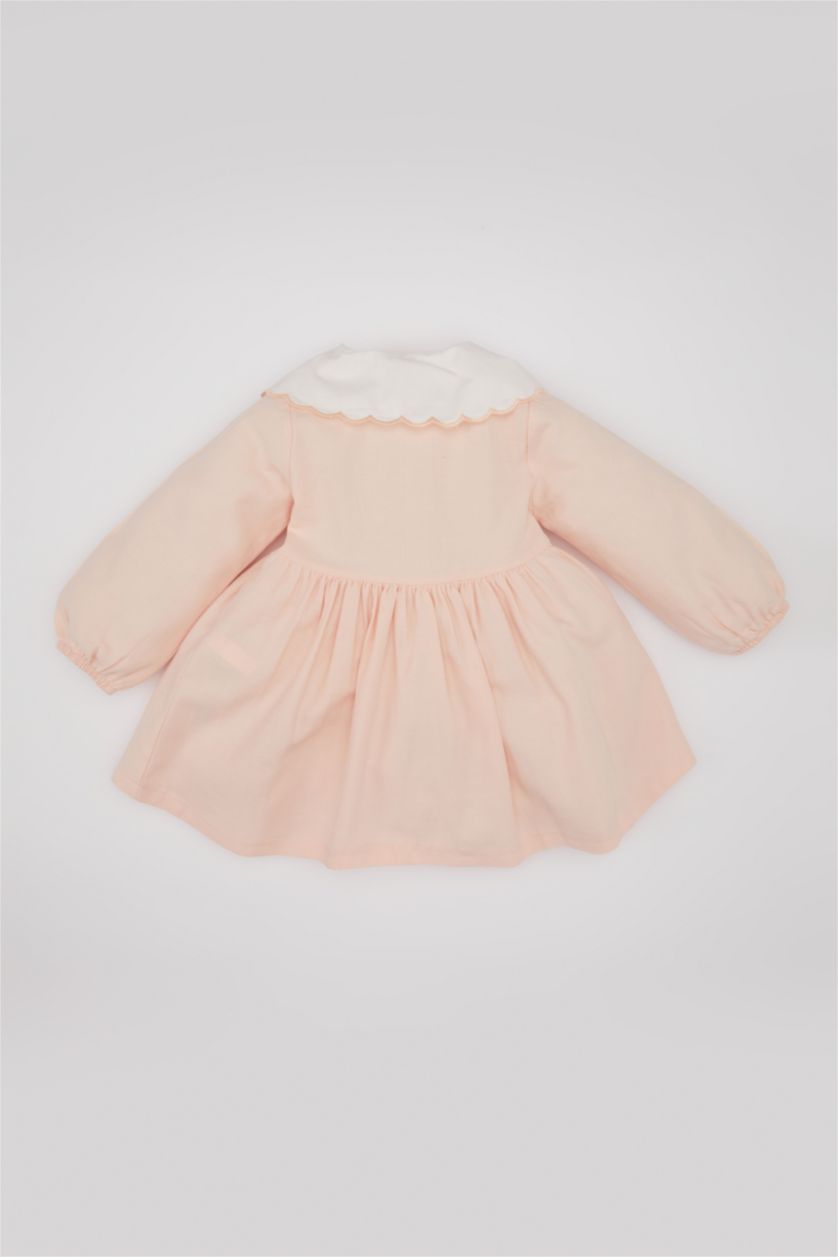 BÉBÉ FILLE Rose Clair Robe Twill à Fleurs à Manches Longues pour Bébé Fille