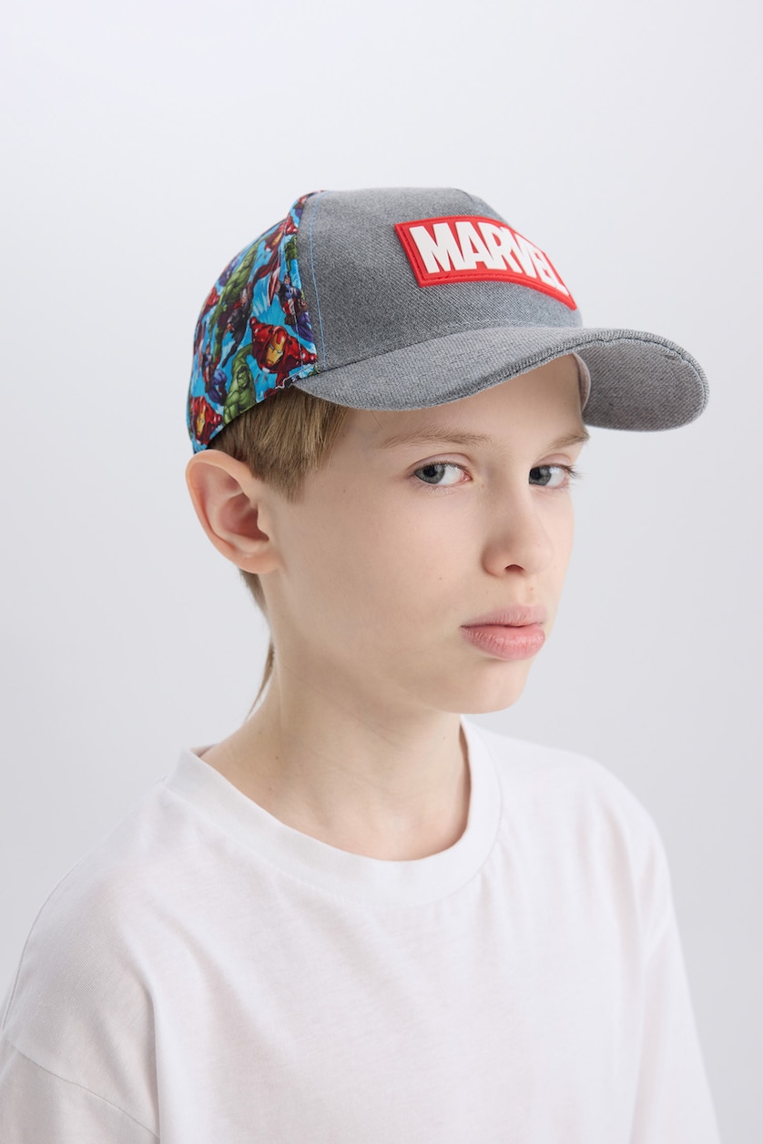 Young Boys - Teen Boys Grey Melange Boy Marvel Avengers Printed Baseball Cap
