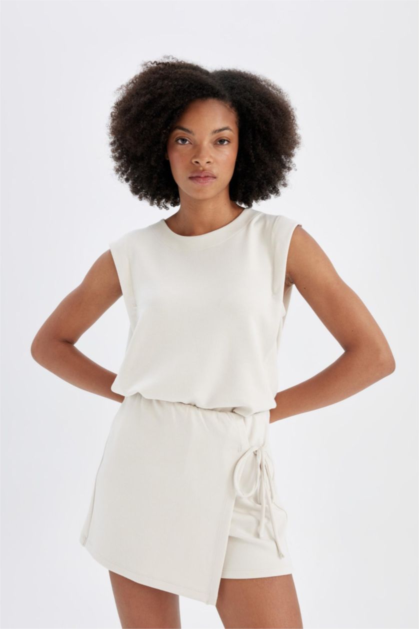 WOMAN Ecru DeFactoFit Standard Fit Short Leg Modal Shorts