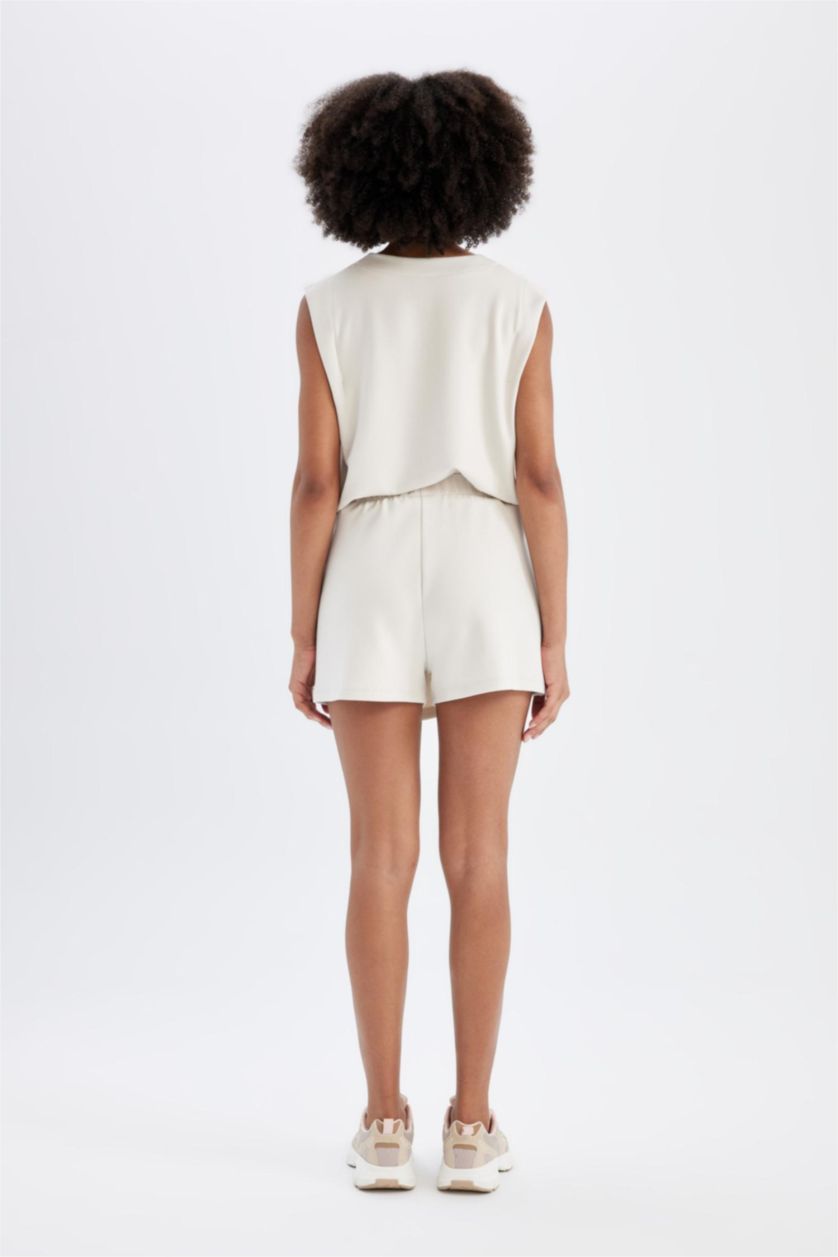 WOMAN Ecru DeFactoFit Standard Fit Short Leg Modal Shorts