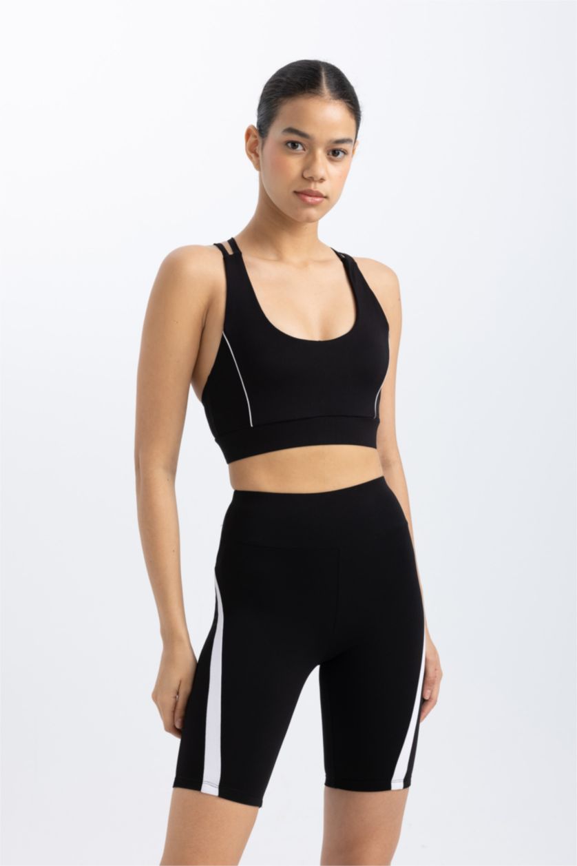 Kadın Siyah Bisiklet Yaka Sporcu Bra