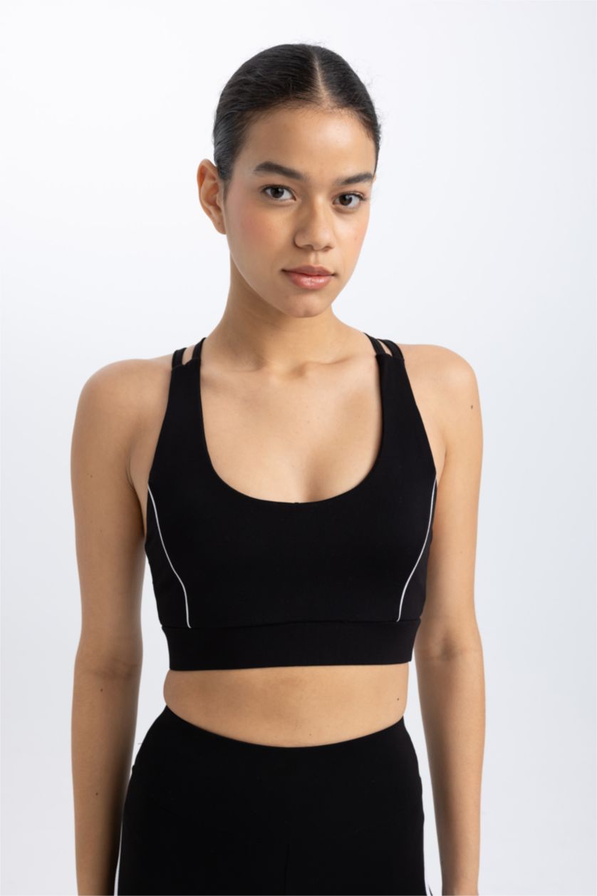 Kadın Siyah Bisiklet Yaka Sporcu Bra