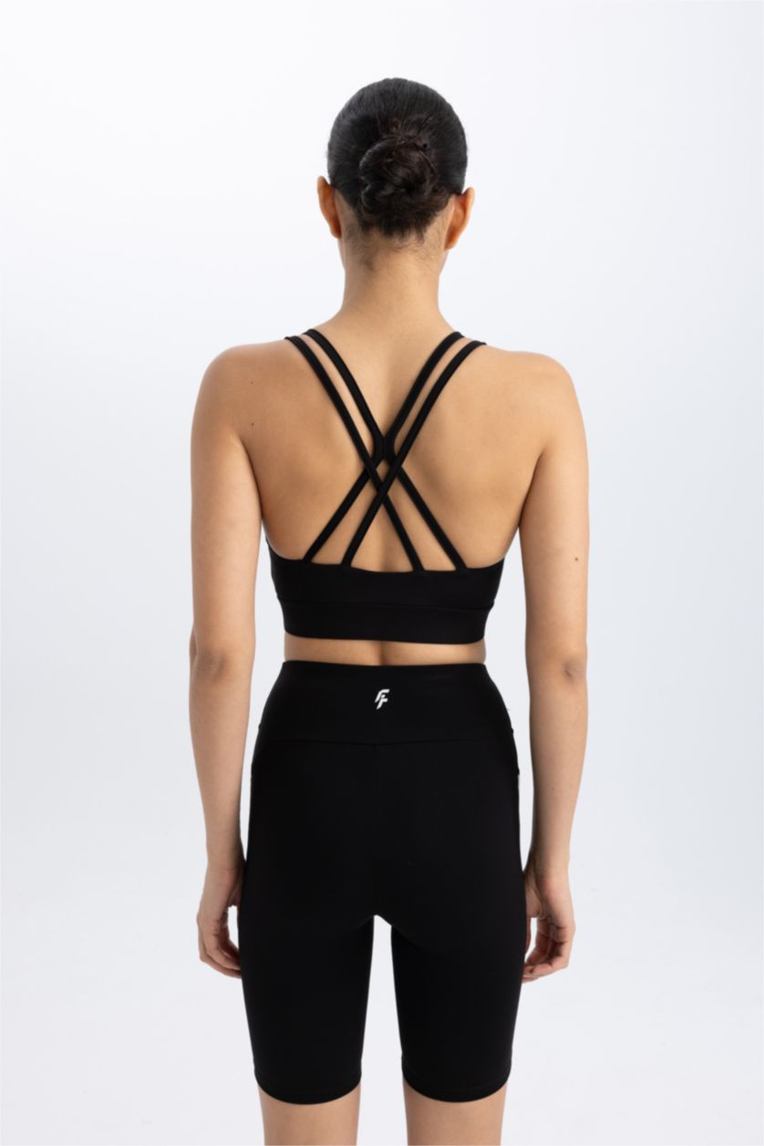 Kadın Siyah Bisiklet Yaka Sporcu Bra