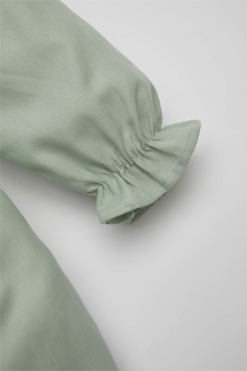 BÉBÉ FILLE Bleu Robe Twill à Fleurs à Manches Longues pour Bébé Fille