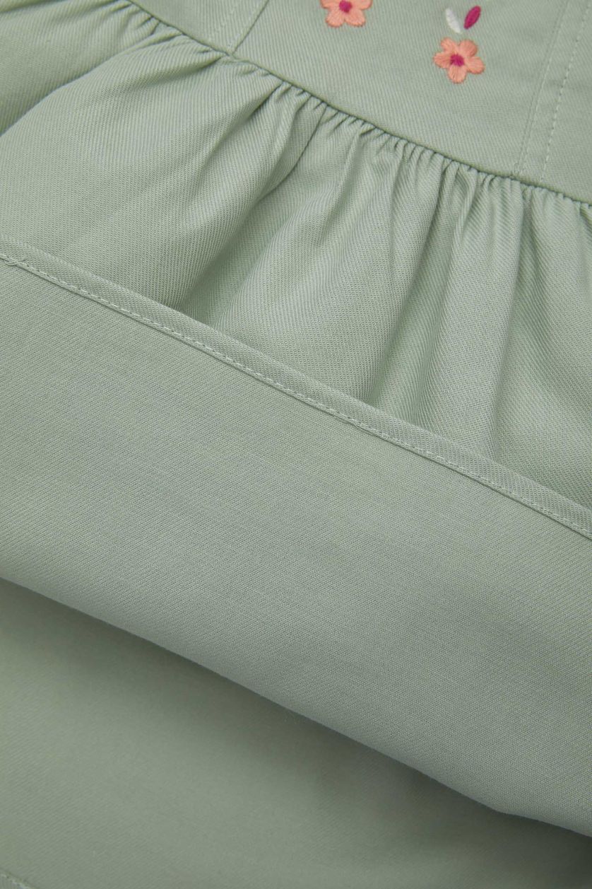 BÉBÉ FILLE Bleu Robe Twill à Fleurs à Manches Longues pour Bébé Fille