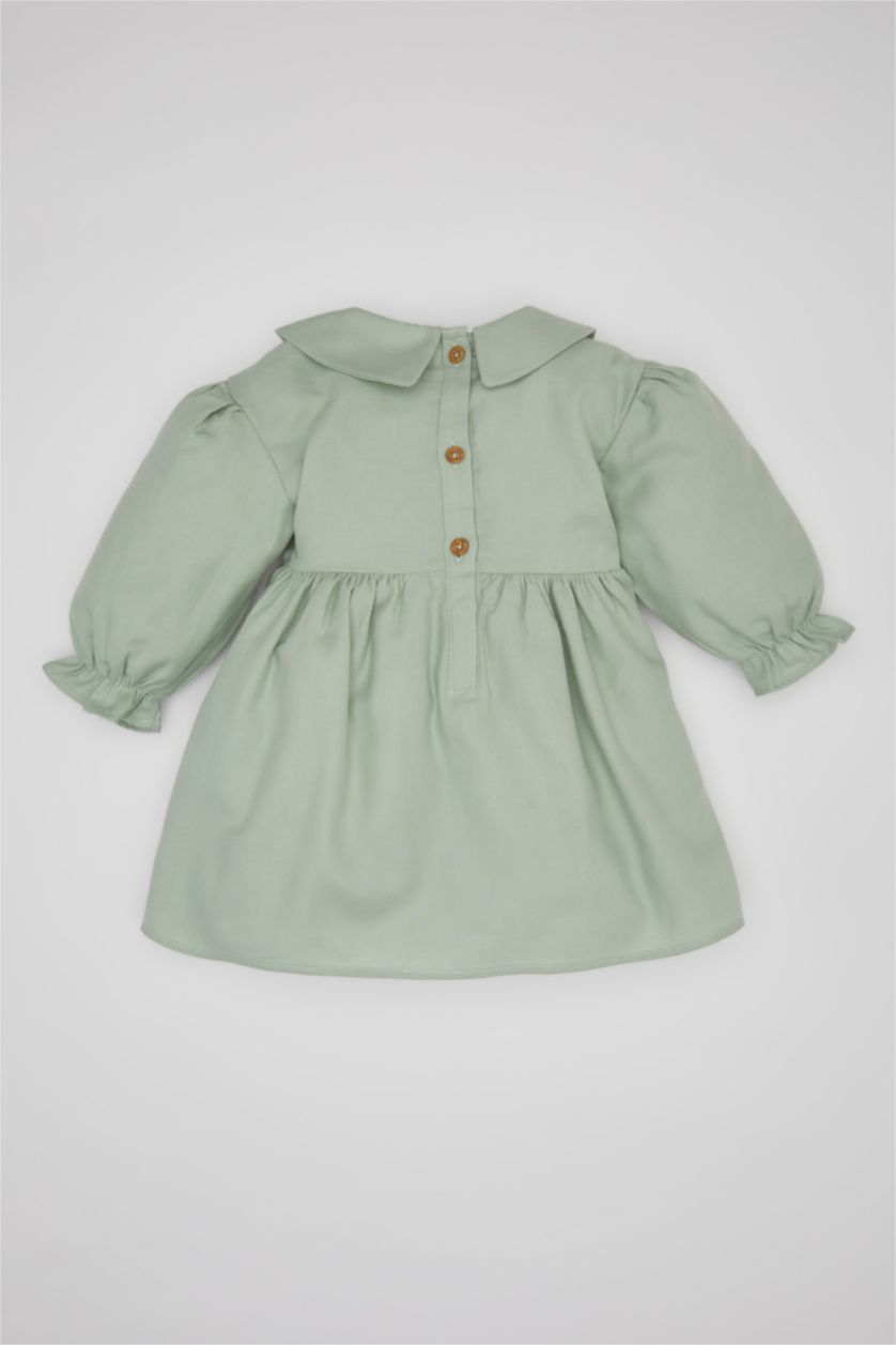 BÉBÉ FILLE Bleu Robe Twill à Fleurs à Manches Longues pour Bébé Fille