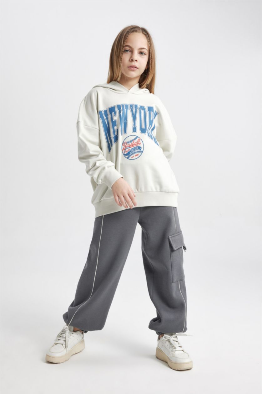 GIRLS & TEENS Grey Girl Oversize Fit Hooded Sweatshirt