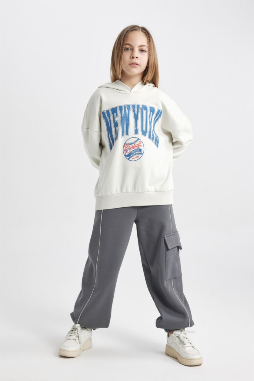 GIRLS & TEENS Grey Girl Oversize Fit Hooded Sweatshirt