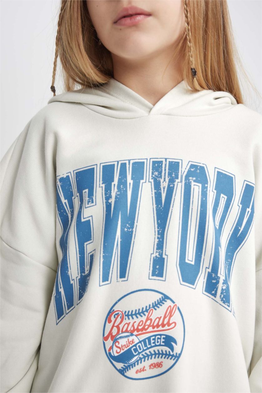 GIRLS & TEENS Grey Girl Oversize Fit Hooded Sweatshirt