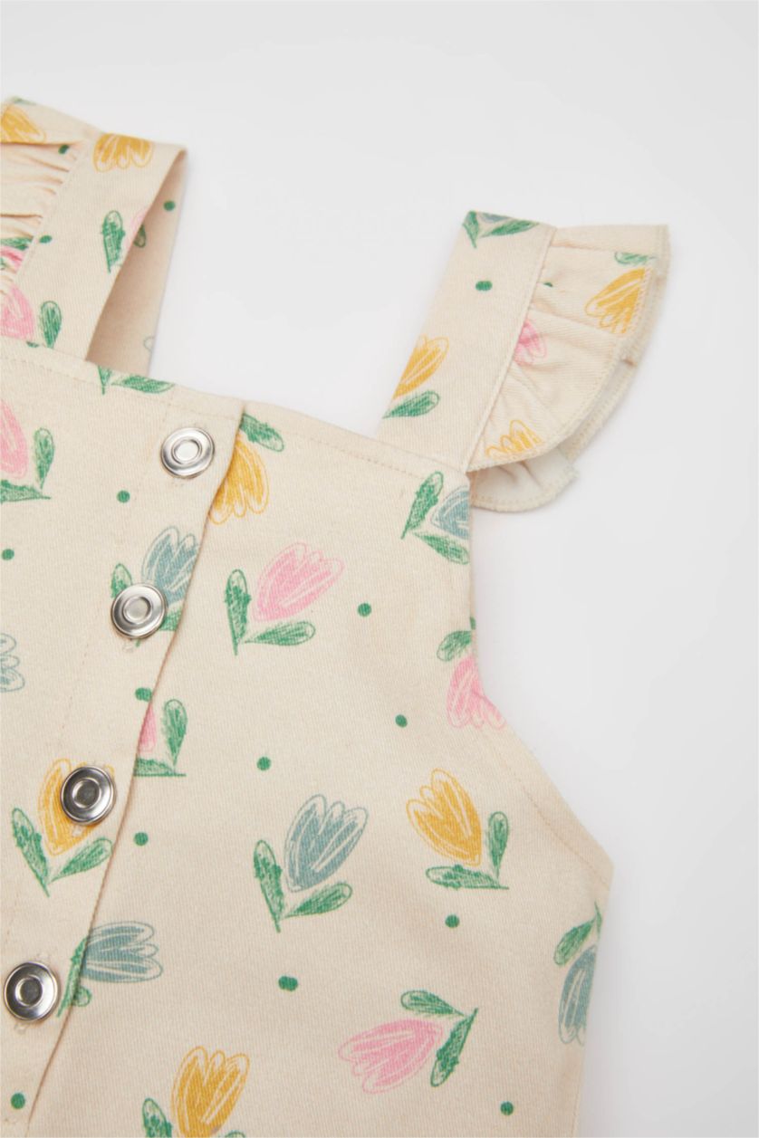 Kız Bebek Taş Kız Bebek Çiçekli Gabardin Tulum