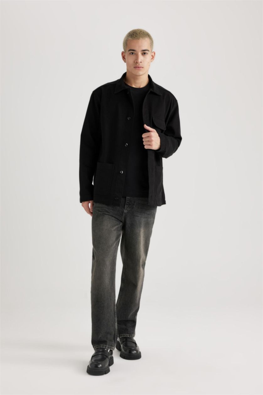 Ерлер қара релакс пішімі Ұзын жеңді көйлек