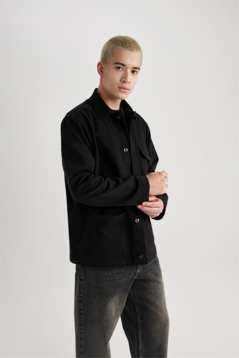 Ерлер қара релакс пішімі Ұзын жеңді көйлек