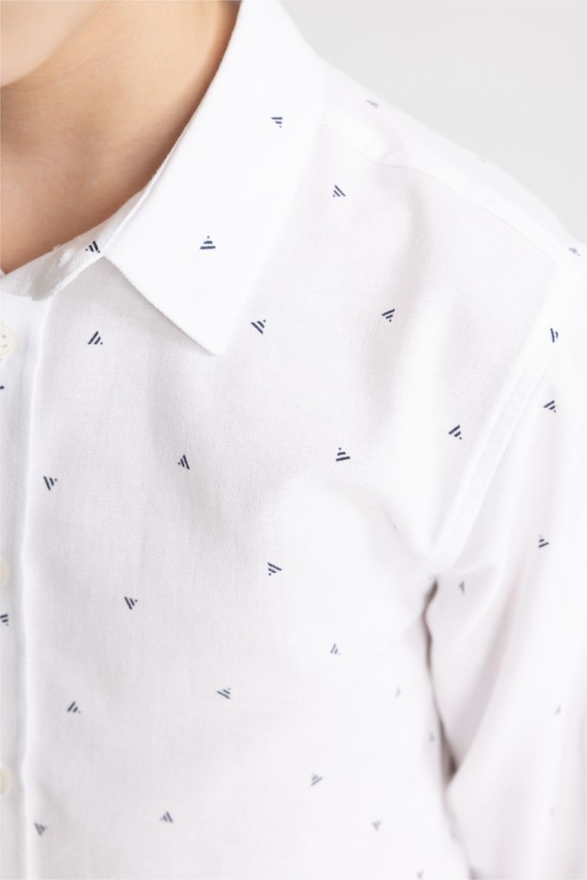 BOYS & TEENS White Boy Regular Fit Polo Neck Oxford Shirt