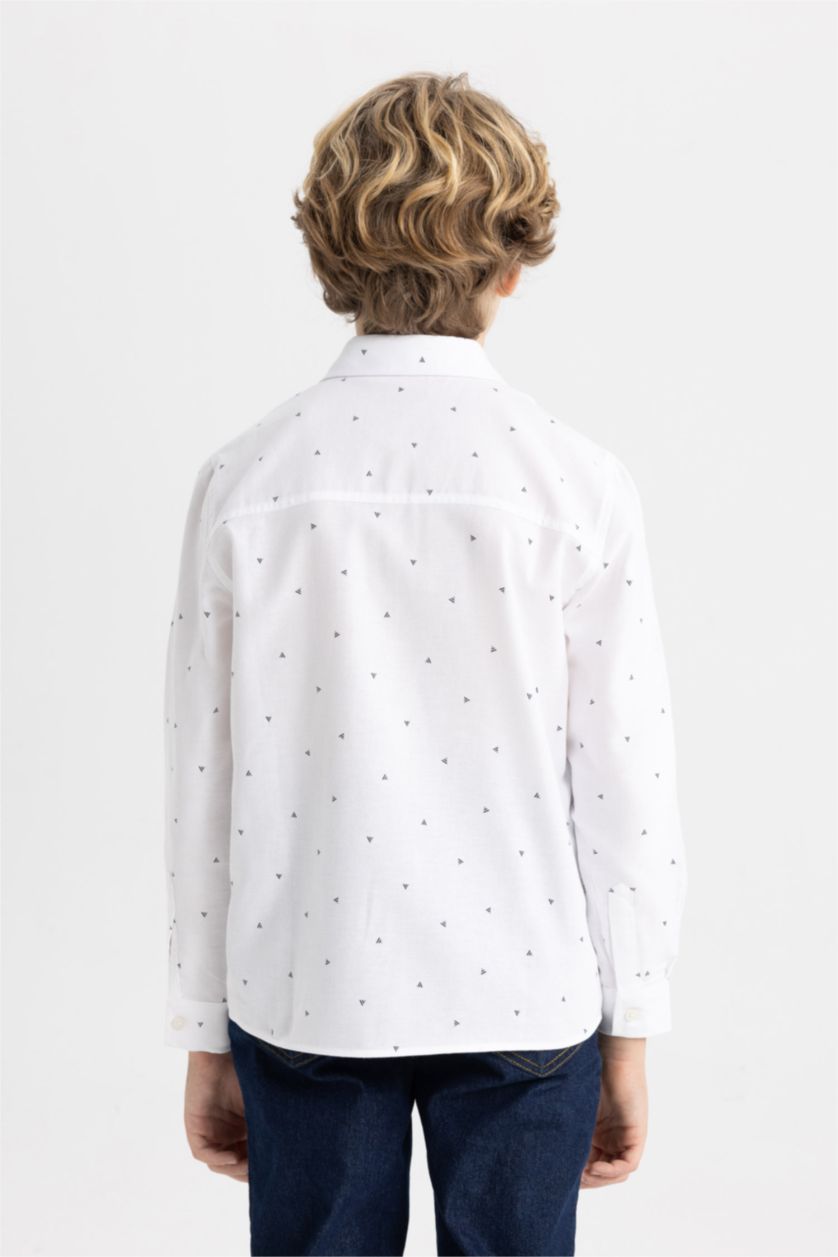 BOYS & TEENS White Boy Regular Fit Polo Neck Oxford Shirt