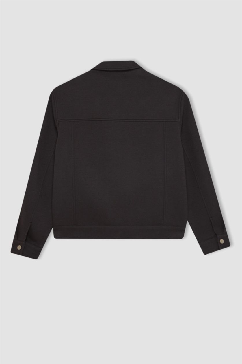 رجال أنثرا غامق جاكيت مبطن قصة مريحة برقبة بولو