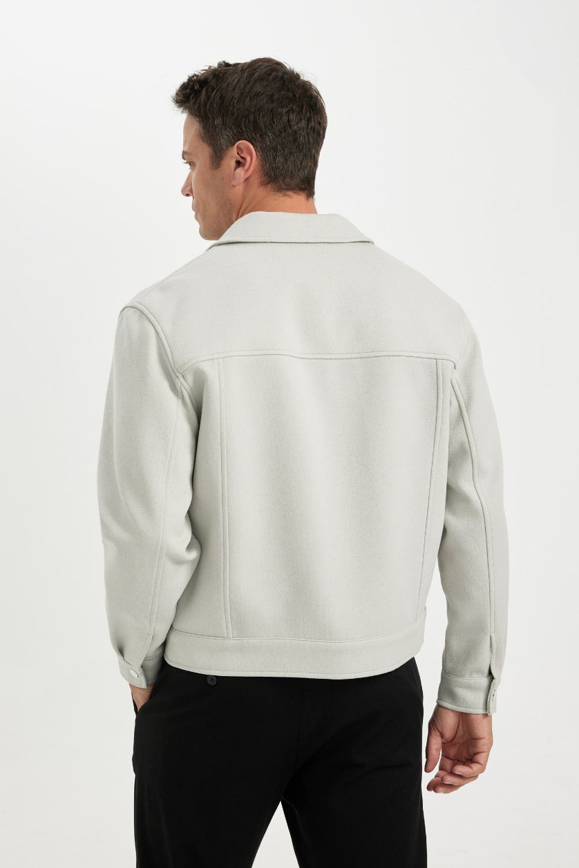 HOMME Gris Clair Veste Chemise avec poches et boutons Coupe décontractée