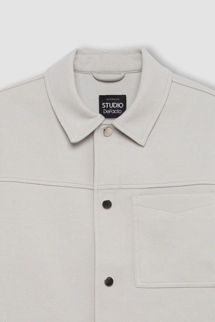 HOMME Gris Clair Veste Chemise avec poches et boutons Coupe décontractée