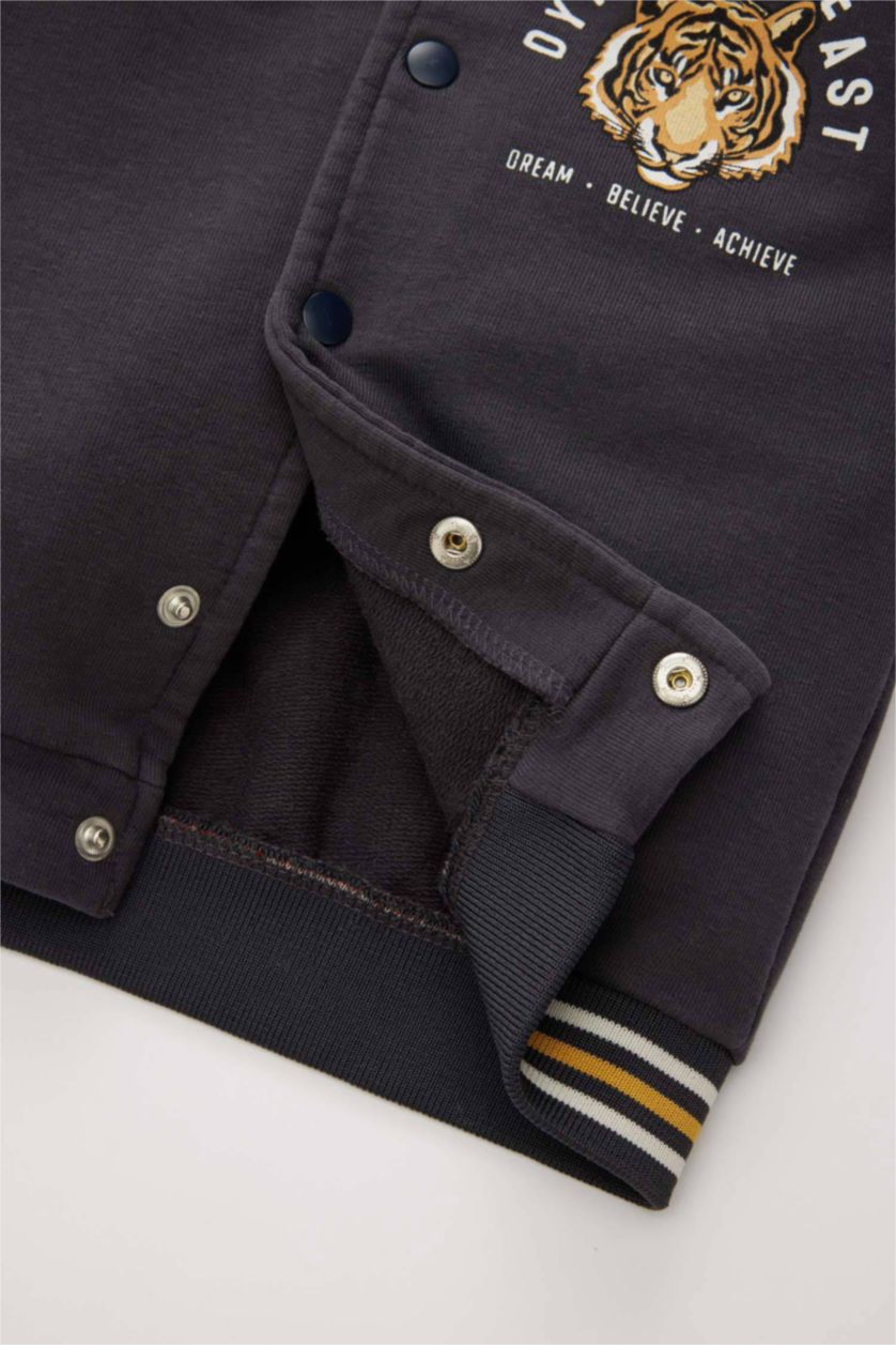 BABY BOY Anthracite Baby Boy Tiger Patterned Bomber Cardigan