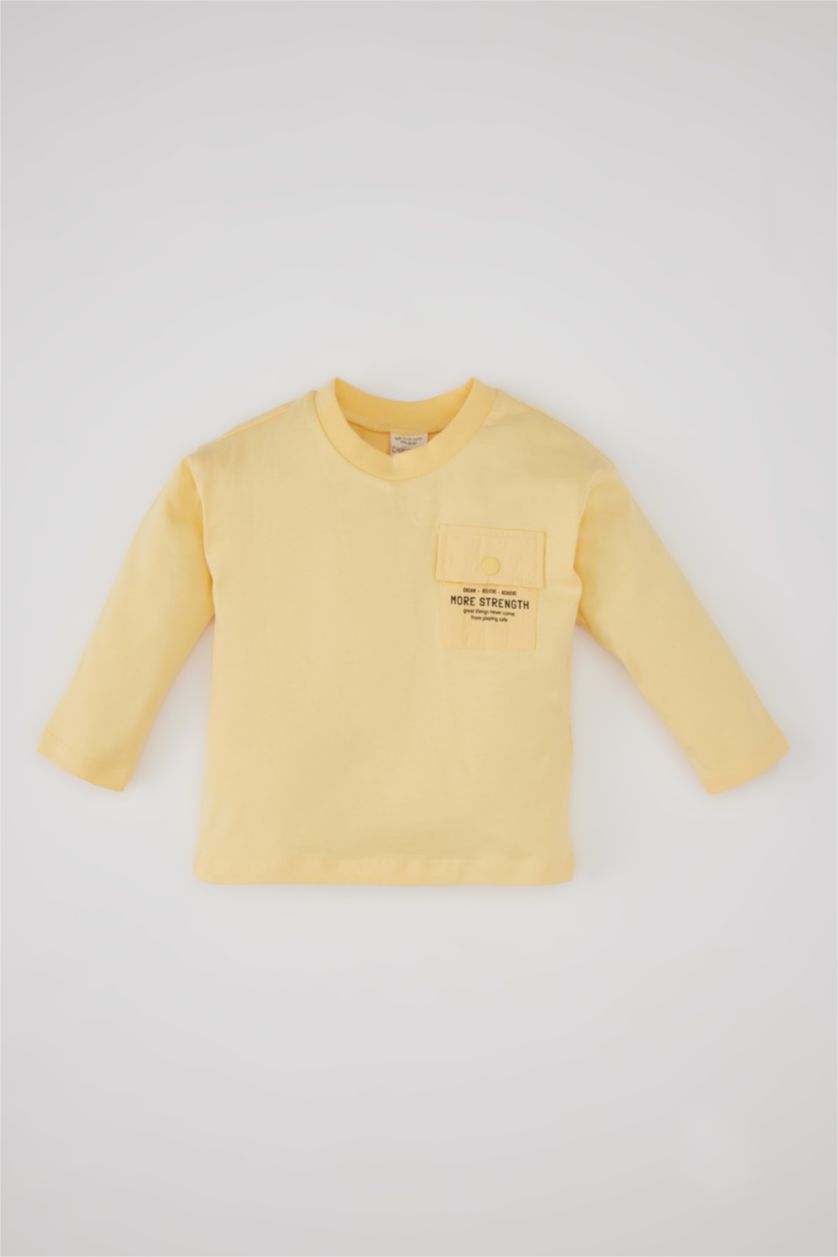 BÉBÉ GARÇON Jaune Clair T-Shirt coupe régulière Manches Longues à Col Rond avec imprimé Pour Bébé Garçon