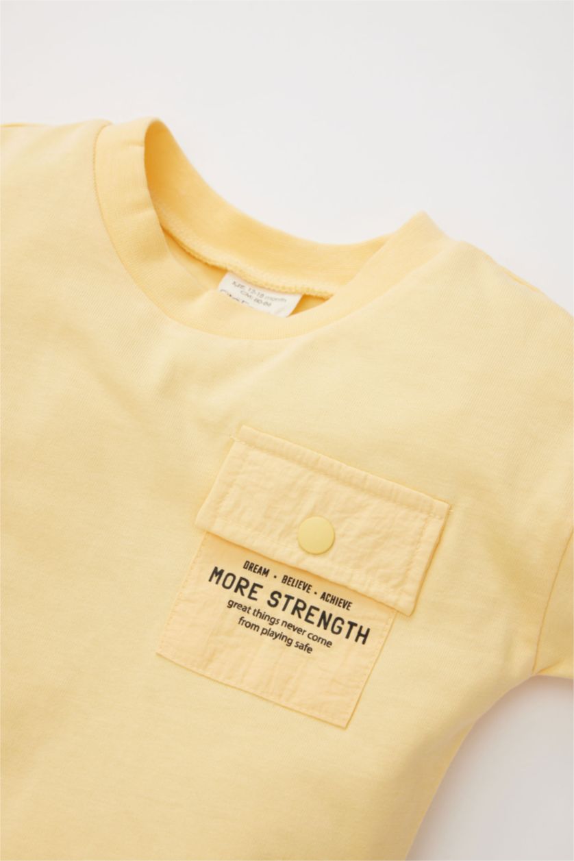 BÉBÉ GARÇON Jaune Clair T-Shirt coupe régulière Manches Longues à Col Rond avec imprimé Pour Bébé Garçon