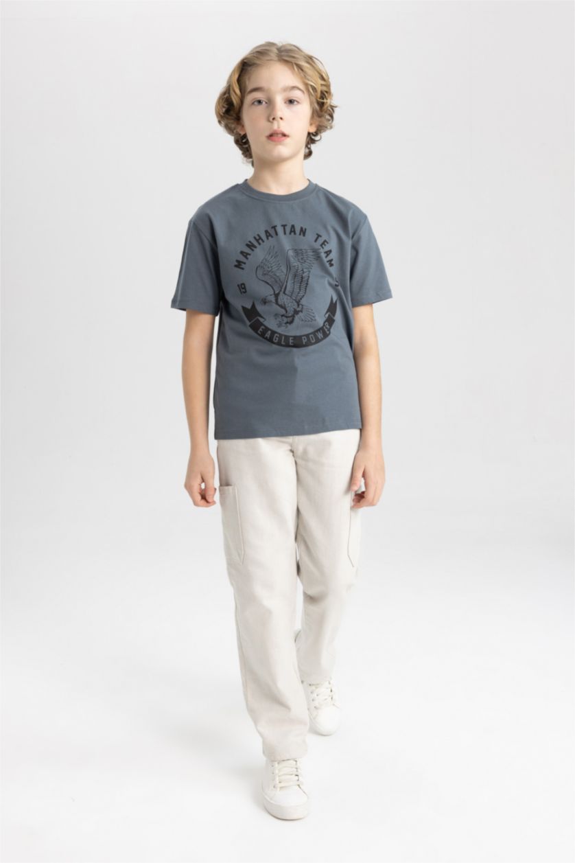 BOYS & TEENS Anthracite Boy Crew Neck Printed Short Sleeve T-Shirt