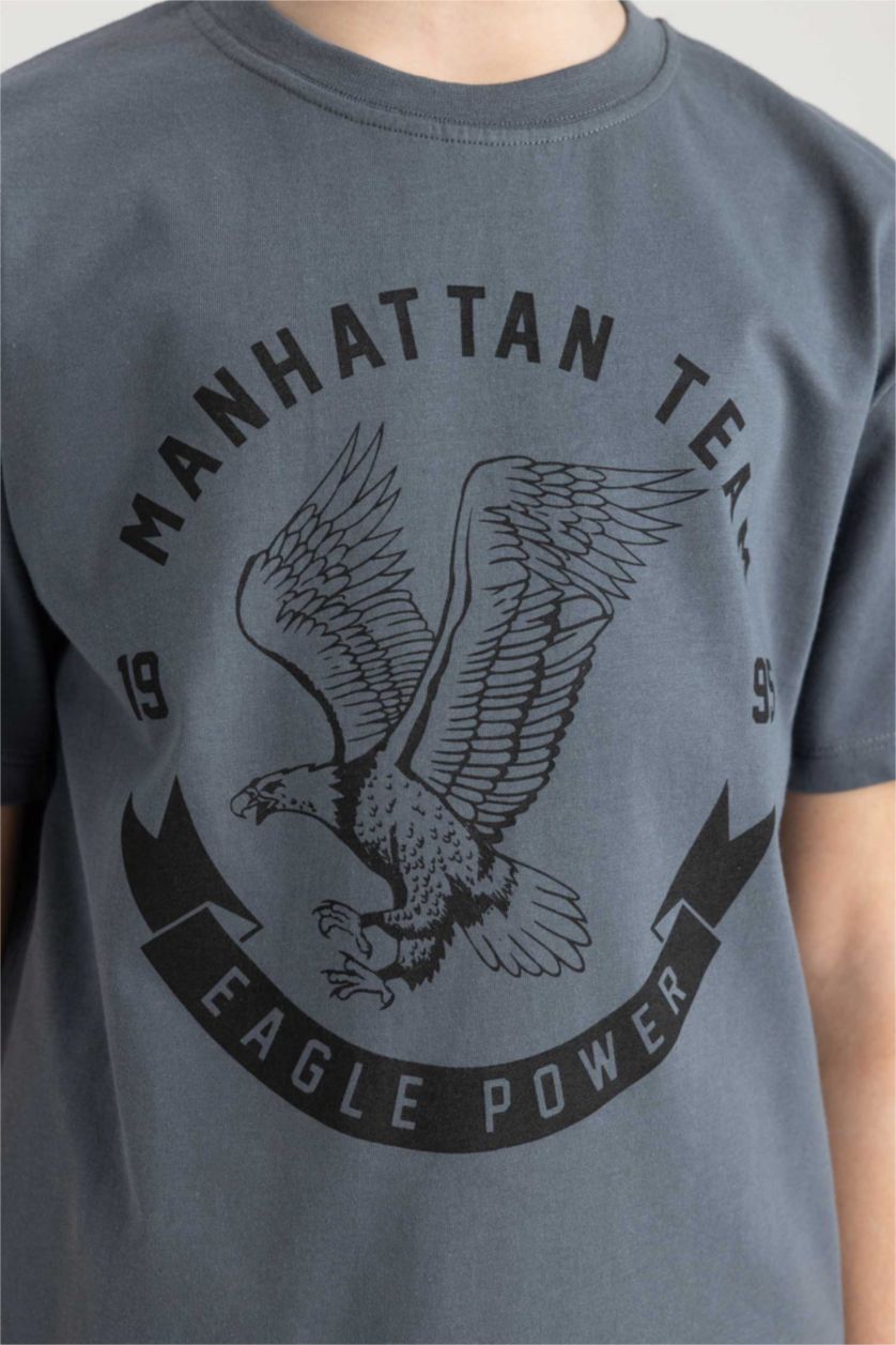 BOYS & TEENS Anthracite Boy Crew Neck Printed Short Sleeve T-Shirt