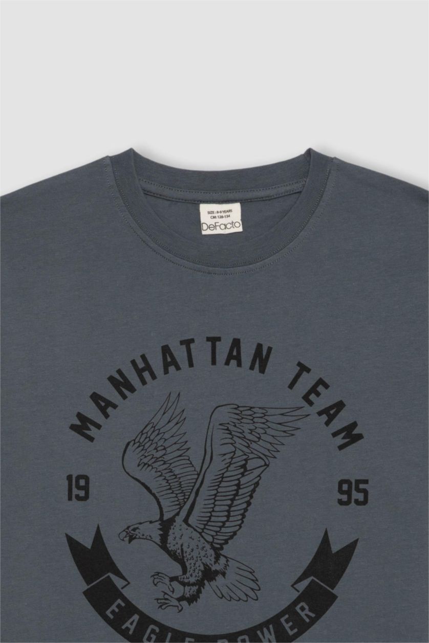 BOYS & TEENS Anthracite Boy Crew Neck Printed Short Sleeve T-Shirt