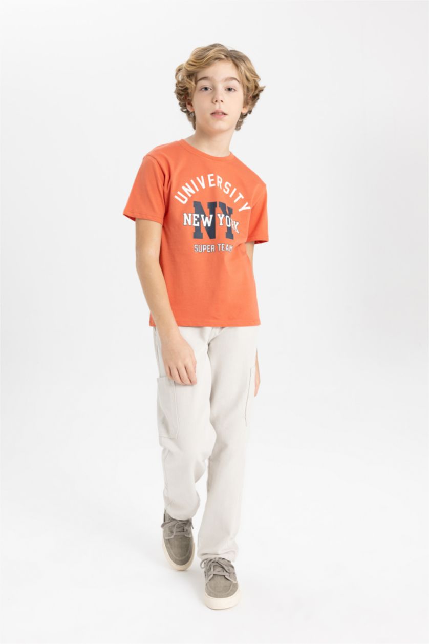 GARÇONS Rouge Clair T-Shirt Imprimé à Manches Courtes Col Rond pour Garçon