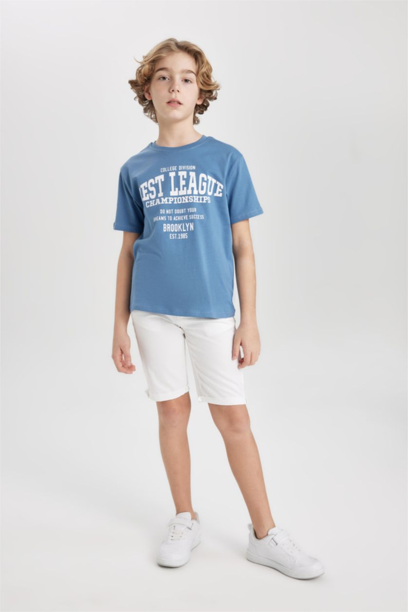 GARÇONS Bleu T-Shirt Imprimé Col Rond à Manches Courtes pour Garçon