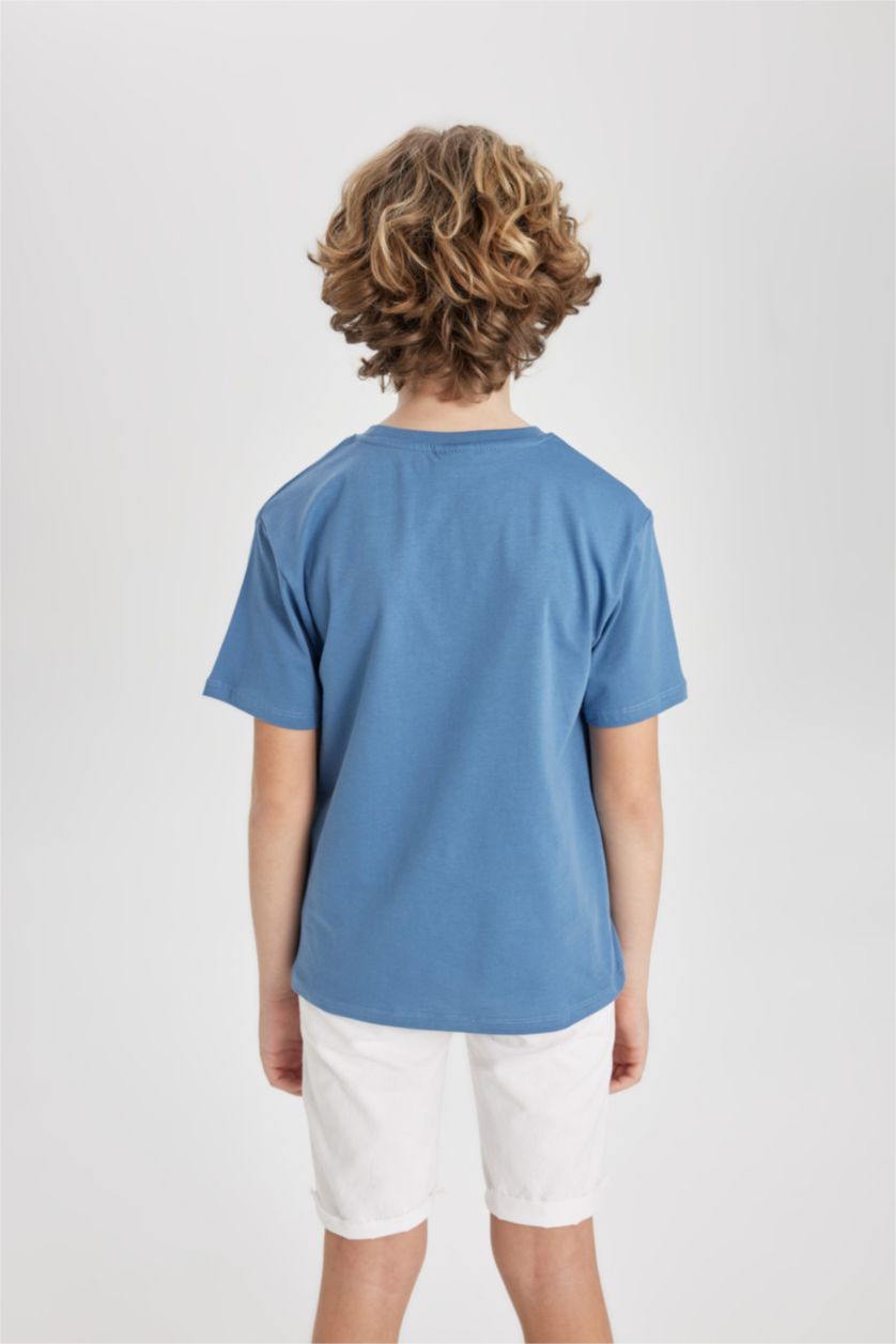 GARÇONS Bleu T-Shirt Imprimé Col Rond à Manches Courtes pour Garçon