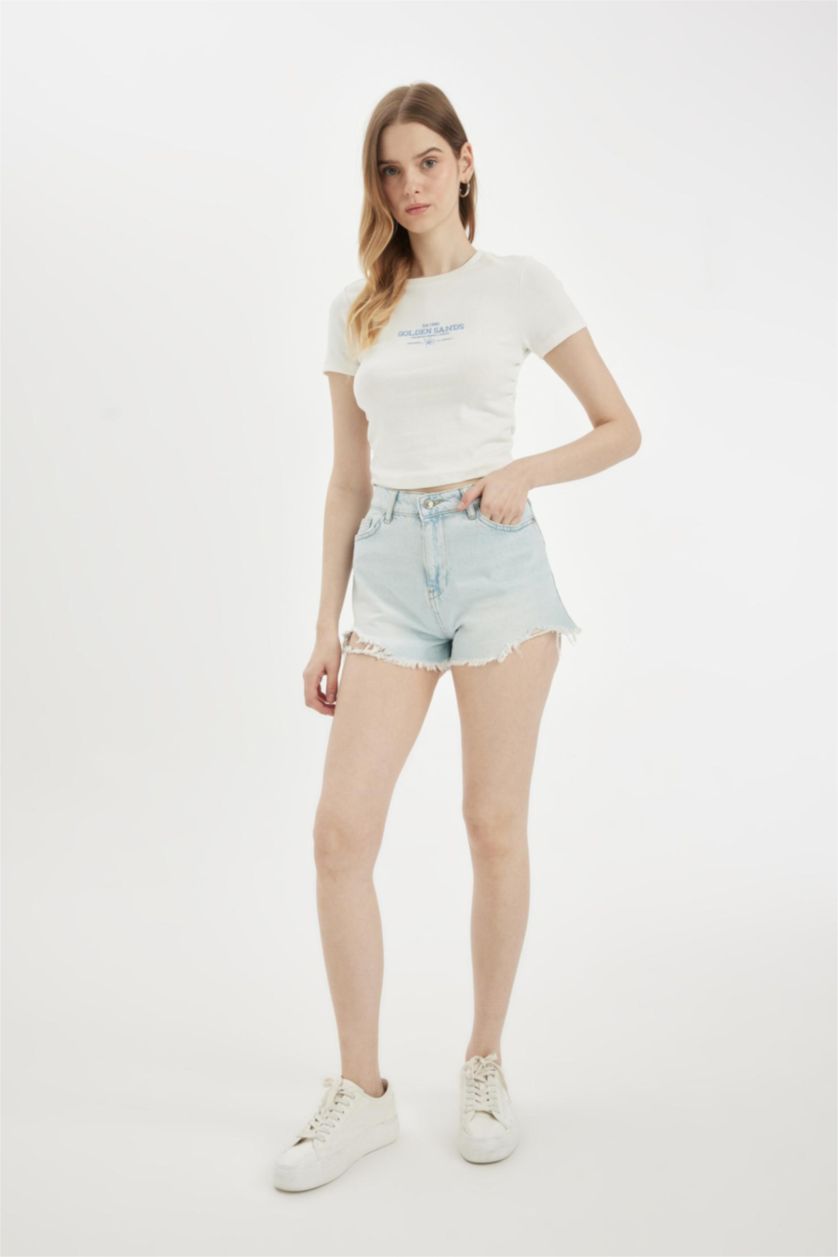 WOMAN Light Blue High Waist Denim Shorts
