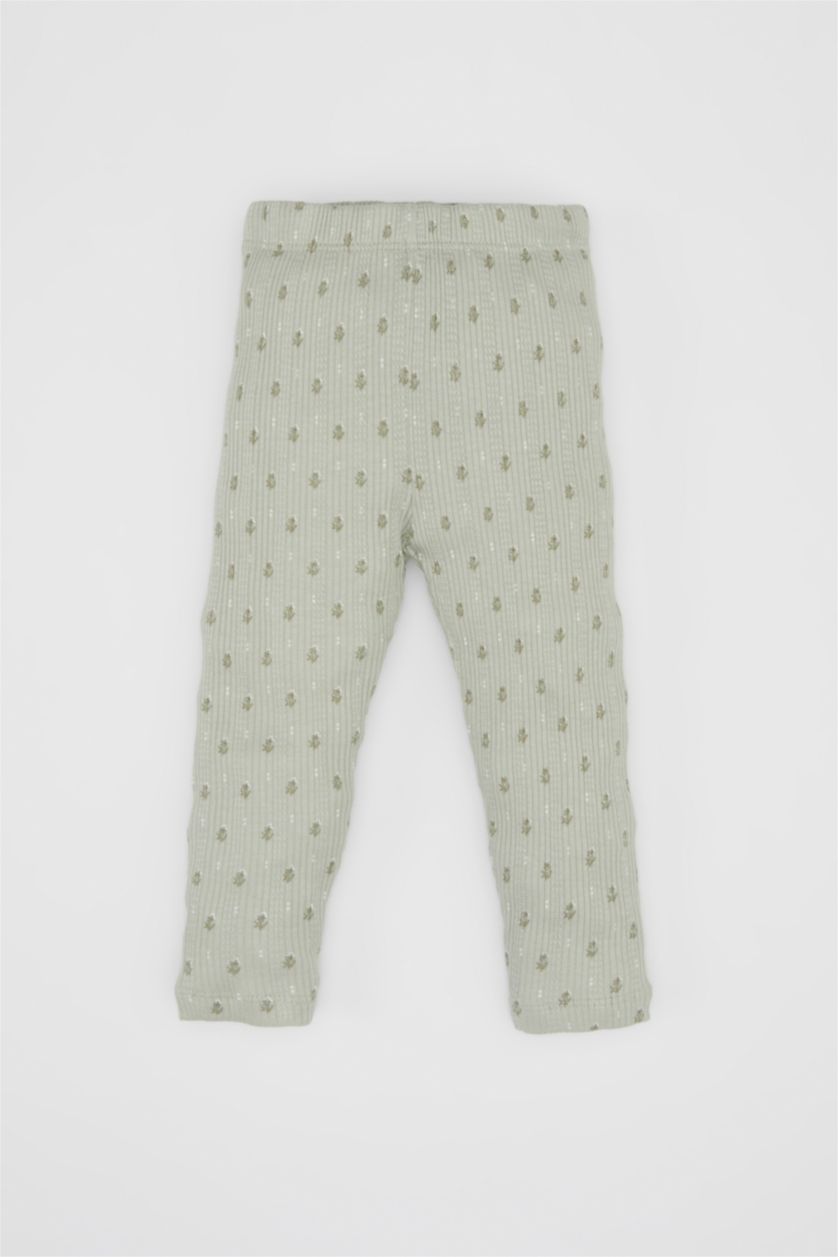 Kız Bebek Mint Kız Bebek Pijama Takımı Çiçekli Uzun Kollu Üst Beli Lastikli Uzun Alt