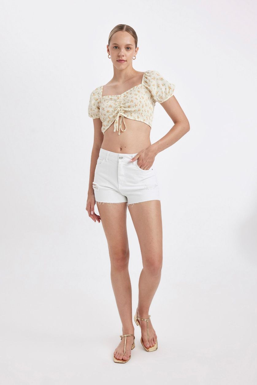 WOMAN White High Waist Denim Shorts