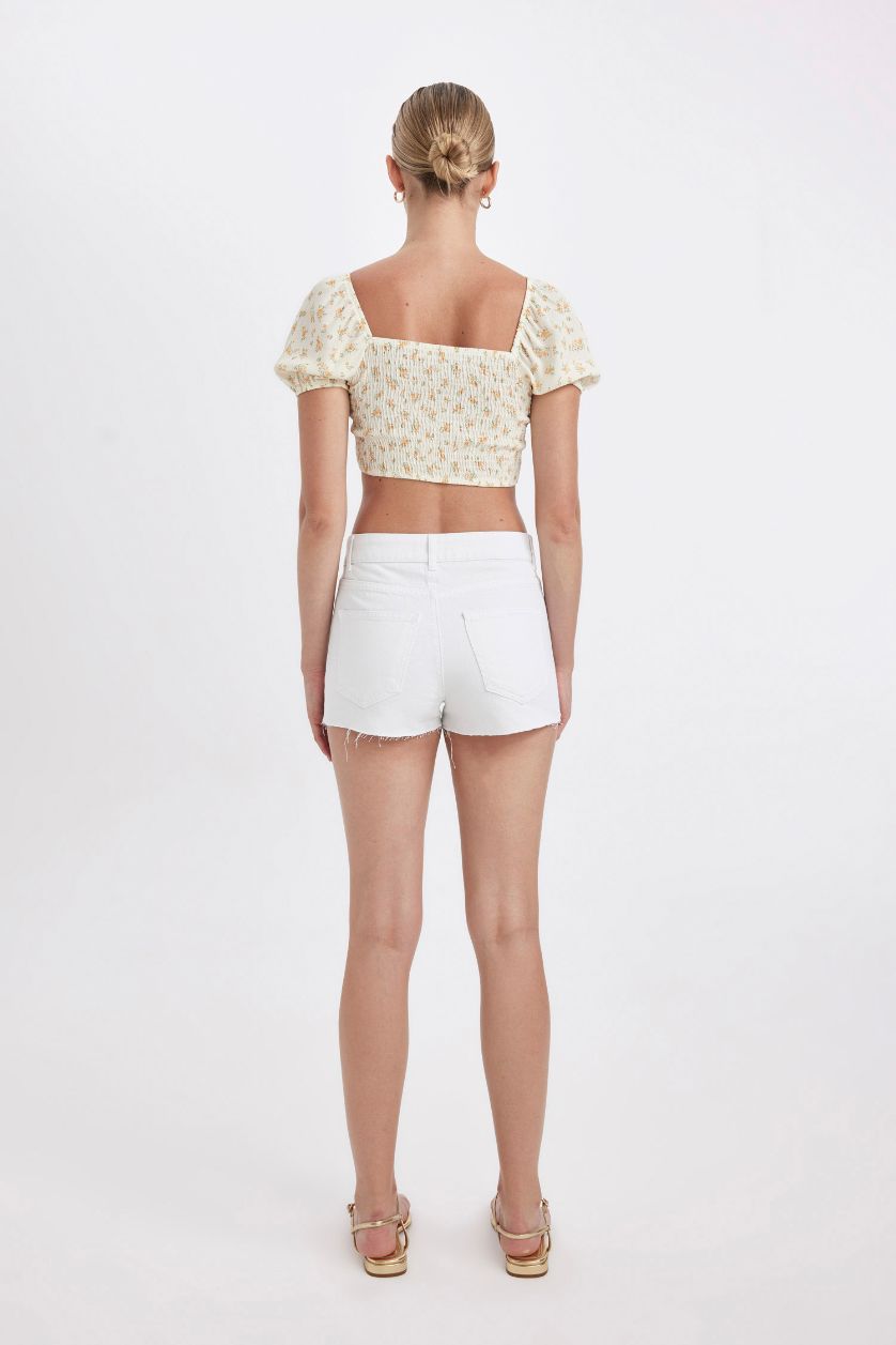 WOMAN White High Waist Denim Shorts