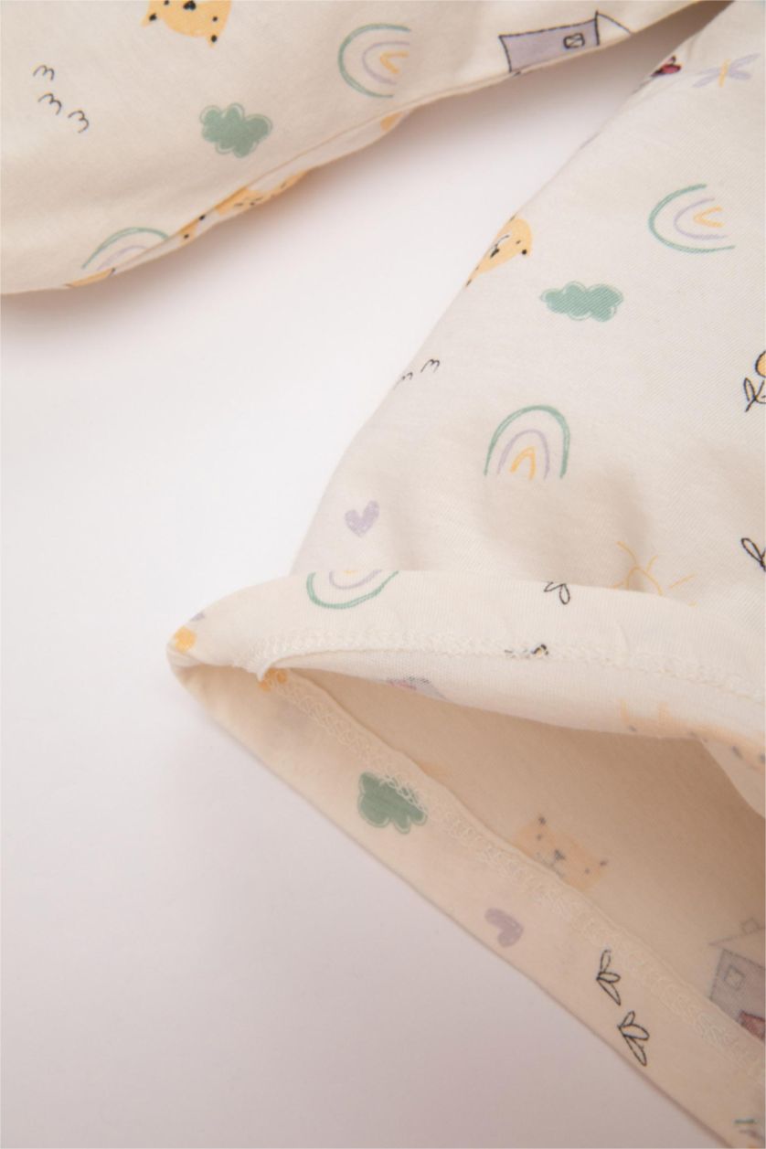 BABY GIRL Ecru Baby Girl Animal Patterned Cotton 2 Piece Pajama Set