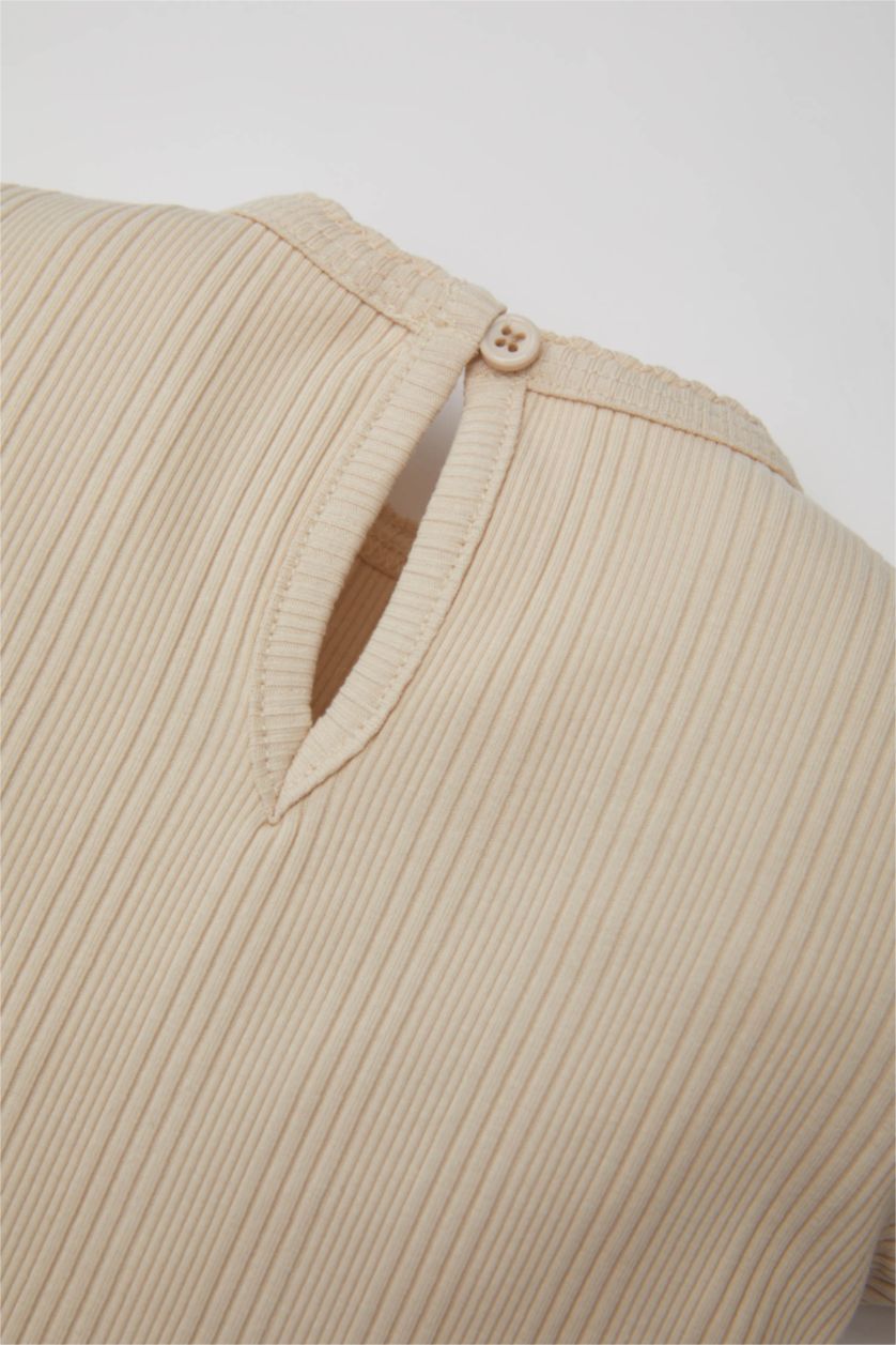 Kız Bebek Taş Kız Bebek Nakışlı Uzun Kollu Fitilli Kaşkorse Pijama Takımı