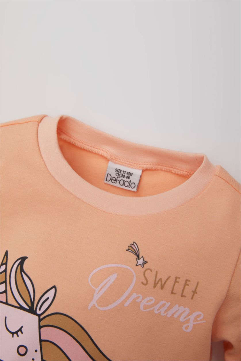 BABY GIRL Light Salmon Baby Girl Unicorn Printed 2 Piece Pajama Set