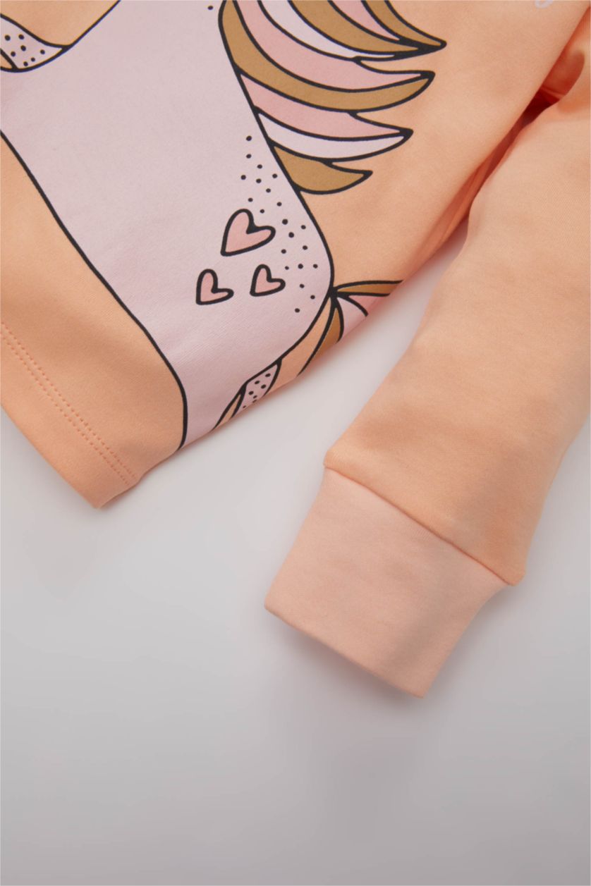 BABY GIRL Light Salmon Baby Girl Unicorn Printed 2 Piece Pajama Set