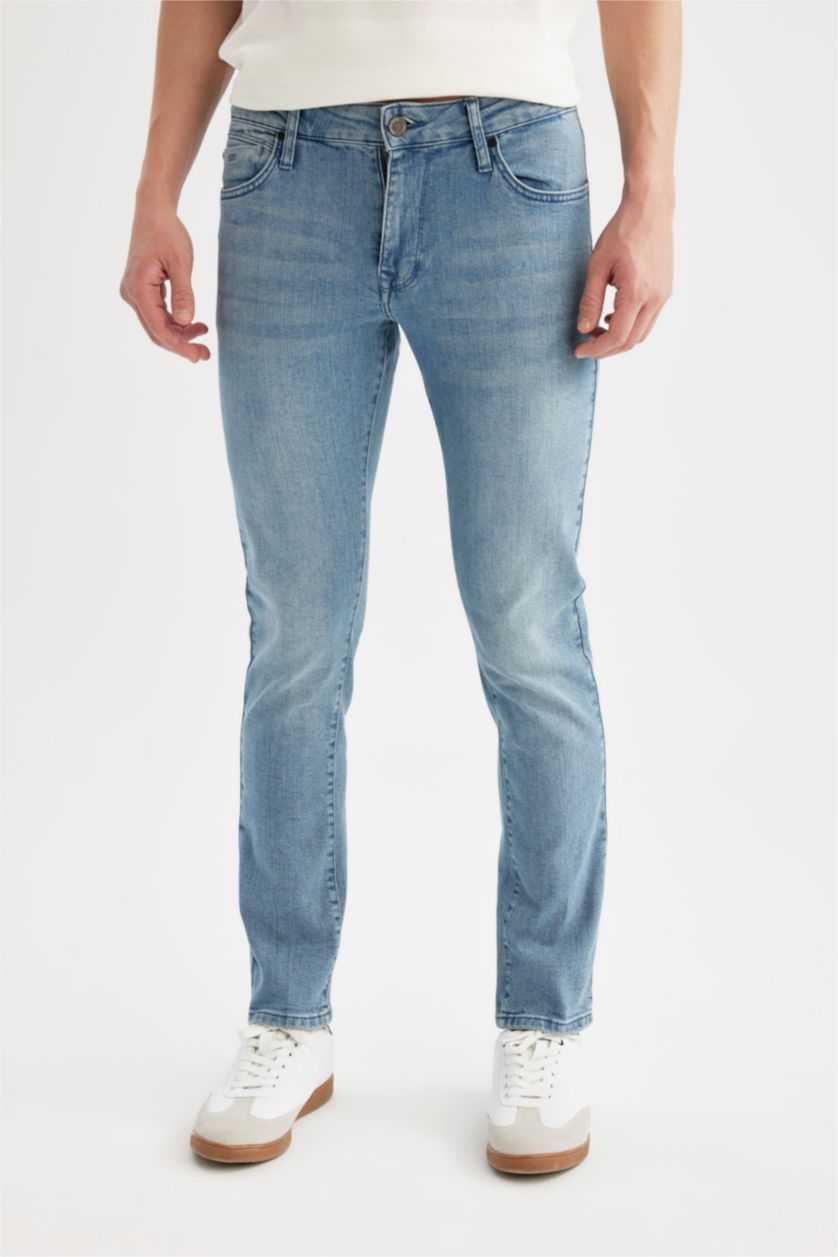 Man Blue Grey Carlo Skinny Fit Normal Waist Slim Leg Jeans