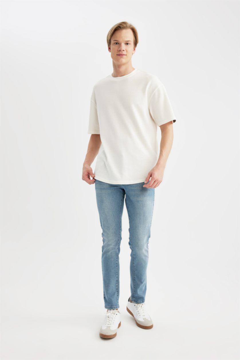 Man Blue Grey Carlo Skinny Fit Normal Waist Slim Leg Jeans