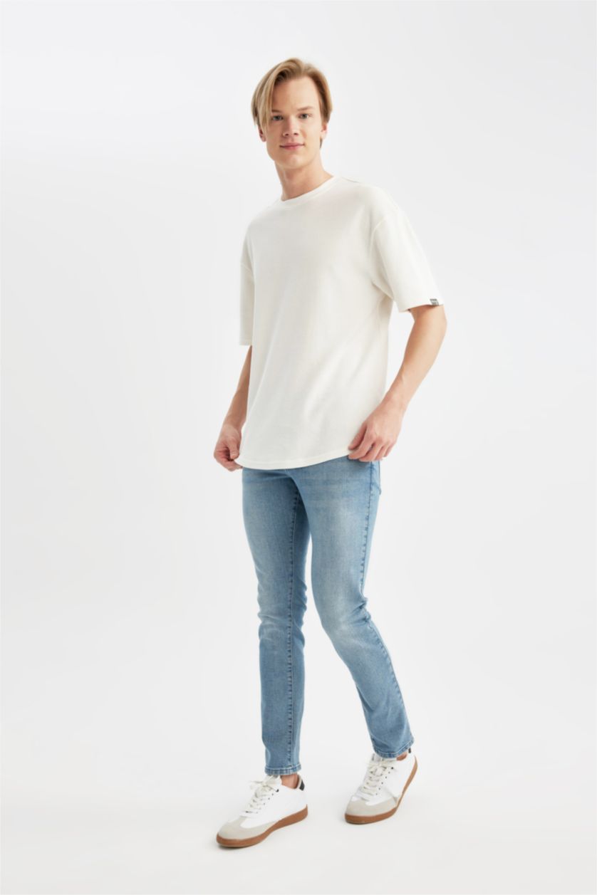 Man Blue Grey Carlo Skinny Fit Normal Waist Slim Leg Jeans