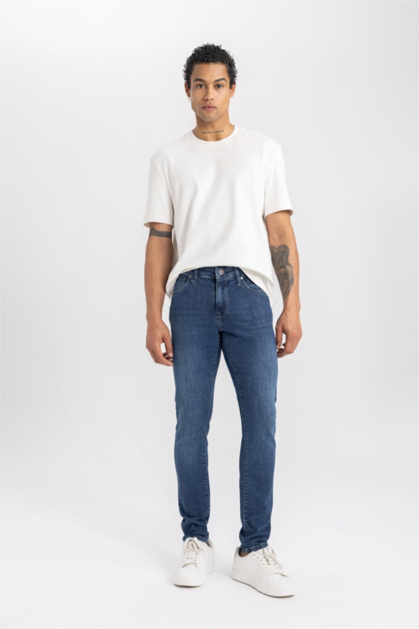 MAN Dark Blue Carlo Skinny Fit Extra Slim Fit Normal Waist Jeans