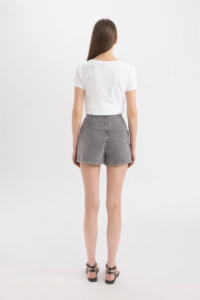 WOMAN Grey High Waist Mini Denim Skort