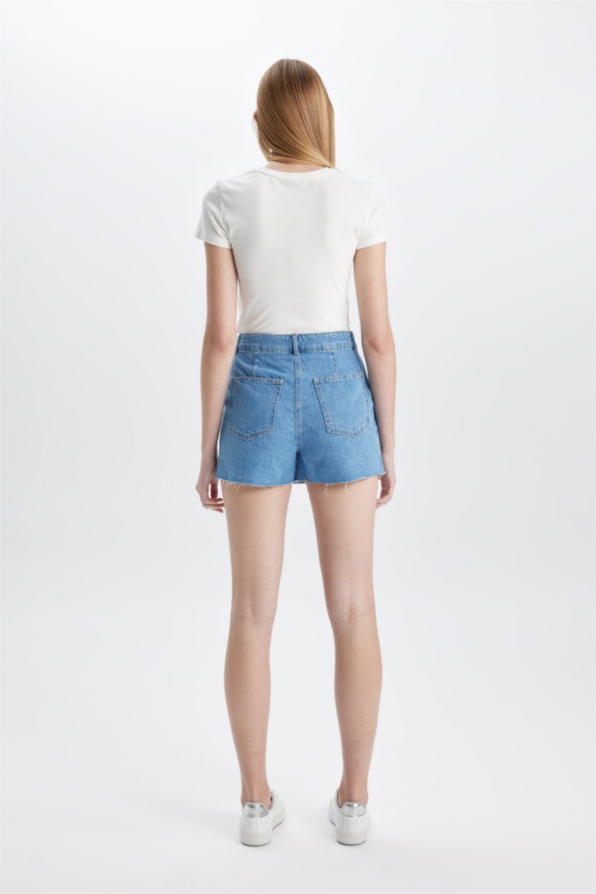 Woman Blue High Waist Denim Skort